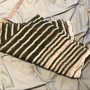 Forest Green and White Striped Infinity Scarf